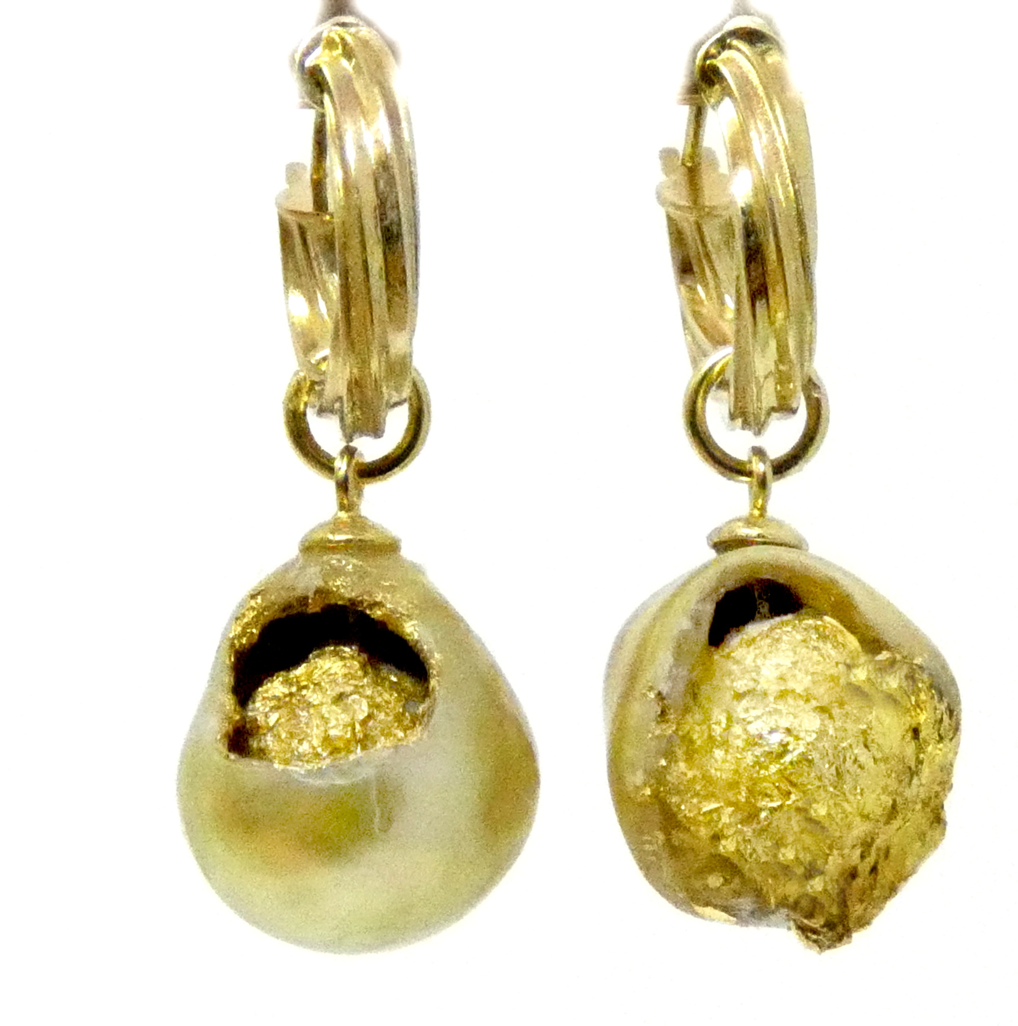 Kintsugi Gold South Sea Drop Pearl Earrings